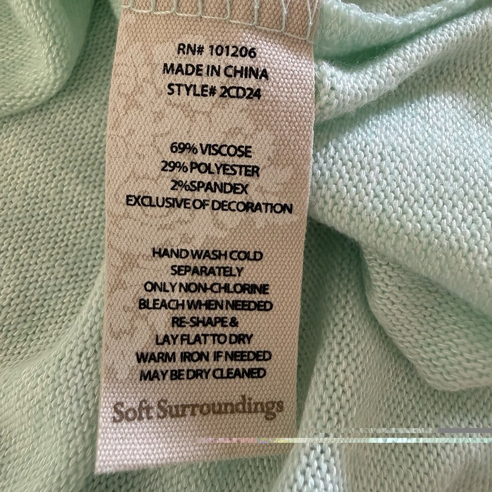 Soft Surroundings Sweater Women's Size M Lace Hem L/S Tunic Top Green - Picture 6 of 9